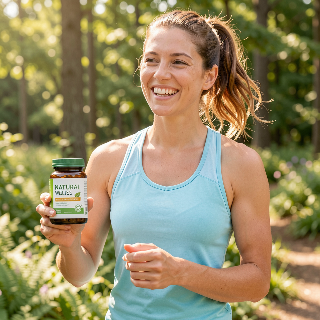 Active person enjoying outdoor wellness activities with natural supplement support